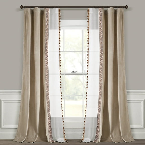 Lush Decor Luxury Traditional Regency Faux Silk Border Trim Window Curtain Panel - Red Single- 84 x 52