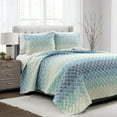 thumbnail image 1 of Lush Decor Medallion Ombre Reversible Oversized Quilt Blue/Navy 3Pc Set Full/Queen, 1 of 11