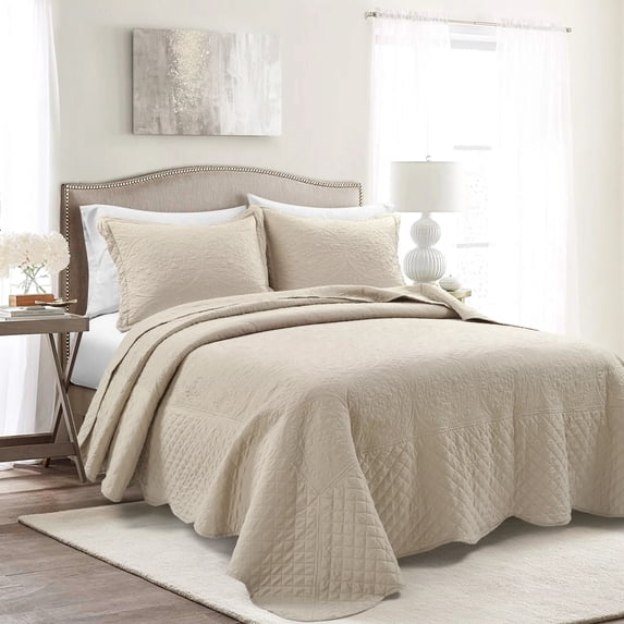 Lush Decor Medallion Scallop Bedspread - Light Gray - King