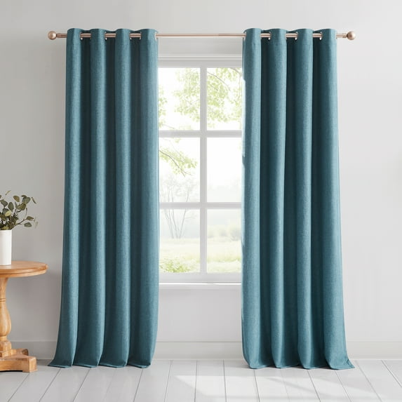 Lush Decor Meena Slub 100% Blackout Window Curtain Panels?? Pair 52" W X 84" L Blue?? - Blackout Curtains - Drapes - Blue Curtains - Modern Décor
