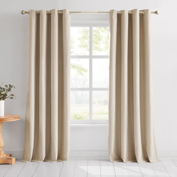 Lush Decor Meena Slub 100% Blackout Window Curtain Panels Pair 52" W X 84" L Neutral - Blackout Curtains - Drapes - Brown Curtains - Modern Décor