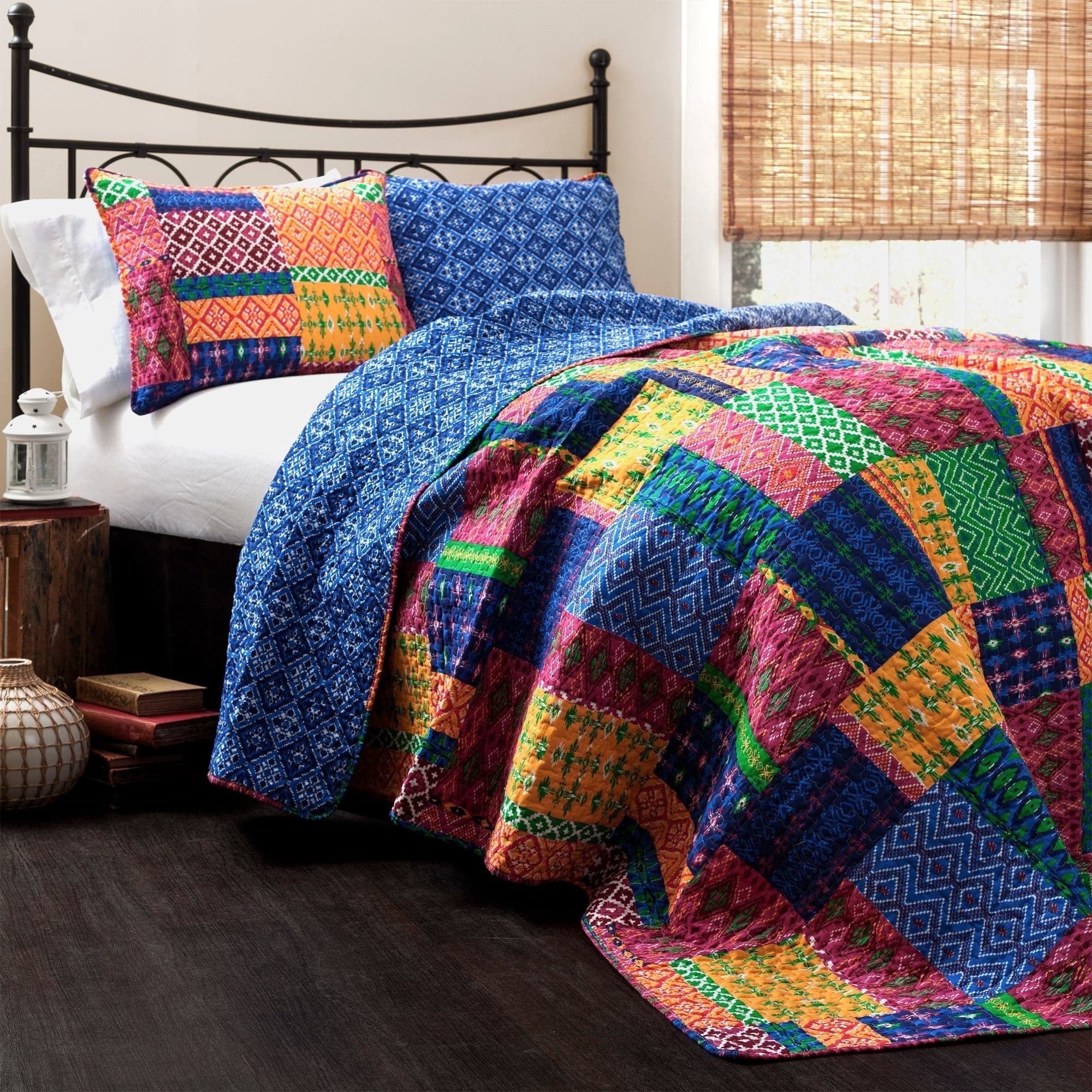 Lush Decor Misha Patchwork Cotton Reversible Quilt, Full/Queen