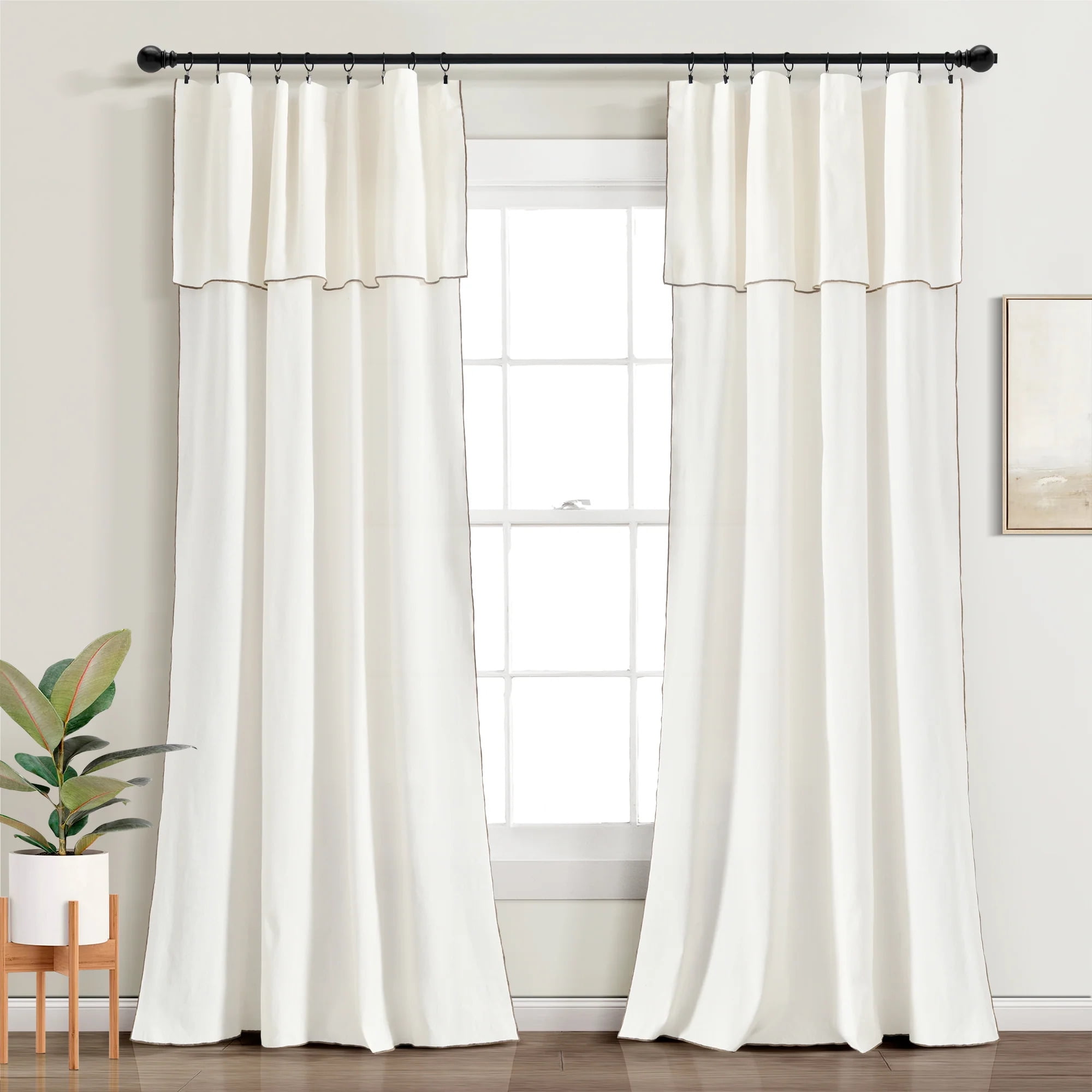 Lush Decor Modern Faux Linen Window Curtain Panels - Blue - 84 x 52