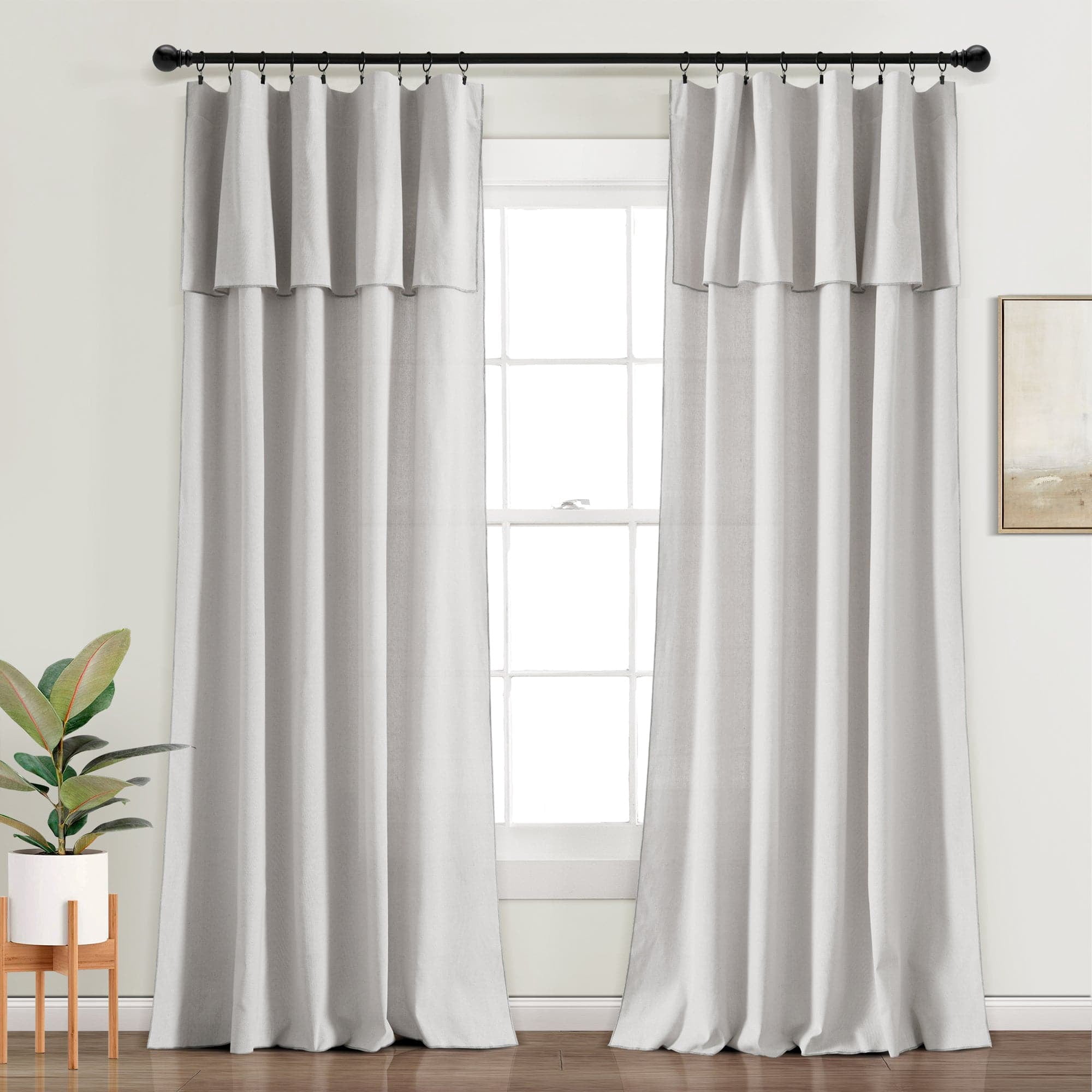 Lush Decor Modern Faux Linen Window Curtain Panels - Blue - 84 x 52