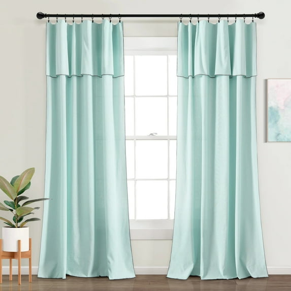 Lush Decor Modern Faux Linen Window Curtain Panels - Blue - 84 x 52