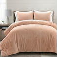 thumbnail image 1 of Lush Decor Modern Solid Ultra Soft Faux Fur Light Weight All Season Comforter Blush 5Pc Set Twin, 1 of 11