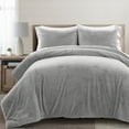 thumbnail image 1 of Lush Decor Modern Solid Ultra Soft Faux Fur Light Weight All Season Comforter Light Gray 7Pc Set Queen, 1 of 11