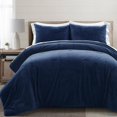 thumbnail image 1 of Lush Decor Modern Solid Ultra Soft Faux Fur Light Weight All Season Comforter Navy 7Pc Set Queen, 1 of 11
