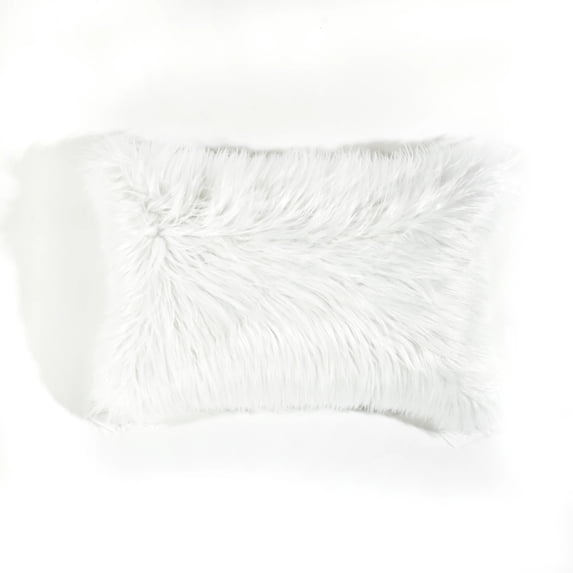 Lush Decor Mongolian Luca Faux Fur ative Pillow Cover White Single 13x20