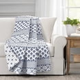 thumbnail image 1 of Lush Decor Monique Stripe Reversible Throw, 60x50, Navy/White, Single, 1 of 7