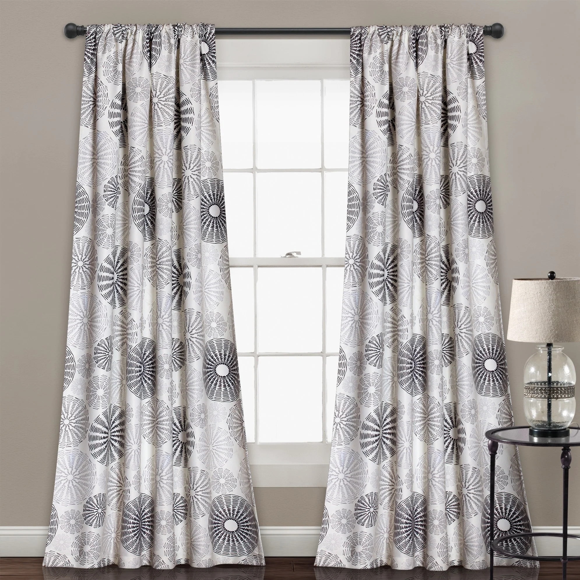 Charcoal Polyester Room Darkening Window Curtain Panel Pair