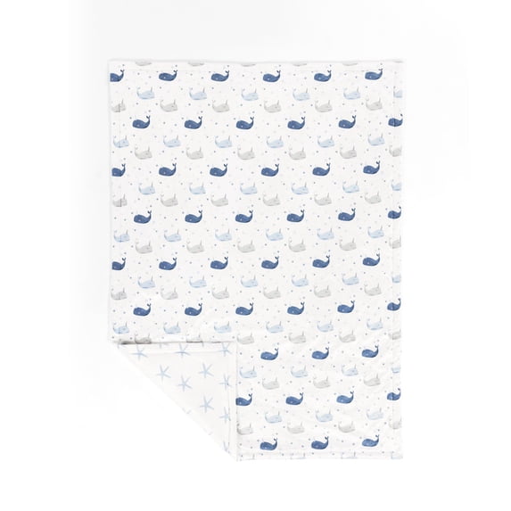 Lush Decor Narwhal Starfish Reversible Soft & P Oversized Blanket Blue/Gray Single 36X50