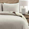 thumbnail image 1 of Lush Decor Neutral Off White Stitch Cotton Woven Quilt, Full/Queen Hypoallergenic, 1 of 11