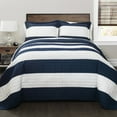 thumbnail image 1 of Lush Decor New Berlin Stripe Cotton Quilt, Twin, Navy/White, 2-Pc Set, 1 of 2