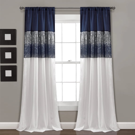 Lush Decor Night Sky Rod Pocket Window Panel, 95" x 42", Navy/White, Single