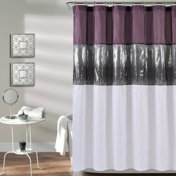 Lush Decor Night Sky Shower Curtain Purple/White Single 72X72