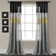 Lush Decor Night Sky Sparkling Sequins Stripe Pattern 3" Rod Pocket Light Filtering Window Curtain For Girls Room, Black/Gold, 84"L x 42"W, Single Panel