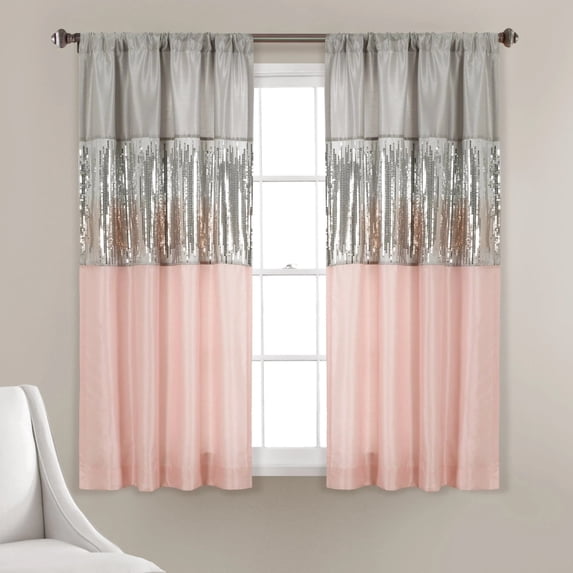 Lush Decor Night Sky Window Curtain Panel Single Gray/Blush 42X63