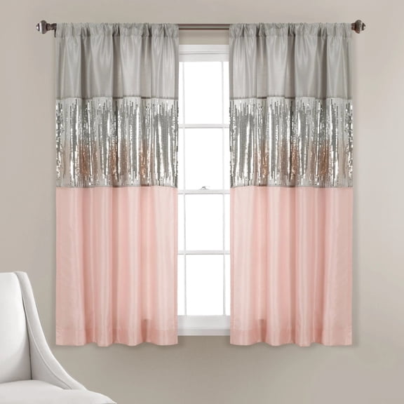 Lush Decor Night Sky Window Curtain Panel Single Gray/Blush 42X63