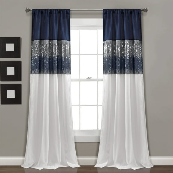 Lush Decor Night Sky Window Curtain Panel Single Navy/White 42X84