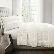Lush Decor Nova Ruffle Solid Comforter, Full/Queen, White, 3-Pc Set