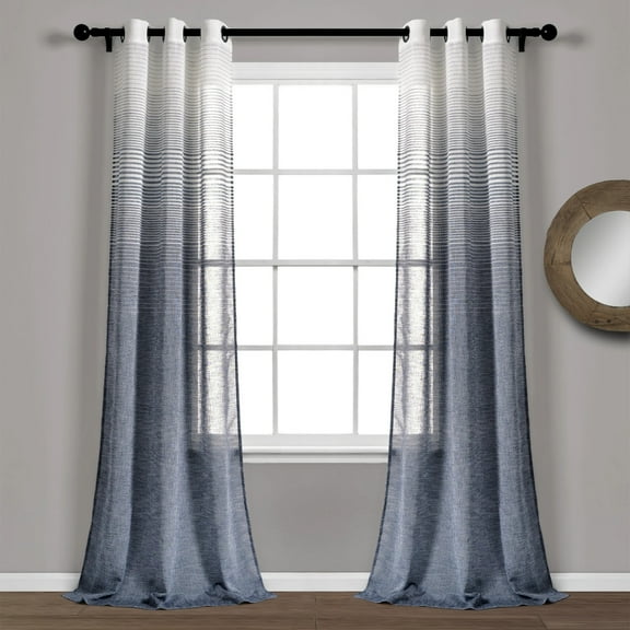 Lush Decor Ombre Stripe Sheer Window Panels, 84 x 38