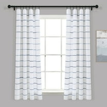 Lush Decor Ombre Stripe Yarn Dyed Cotton Window Curtain Panels Navy/Multi 40x63 Set