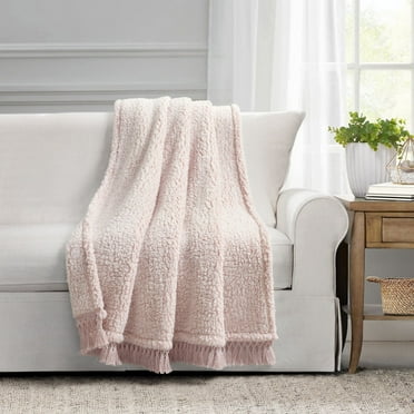 Lush Decor Pink Faux Fur Throws, 50" x 0.1", (2 Count)