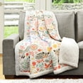 thumbnail image 1 of Lush Decor Pixie Fox Kids Animal Print Sherpa Reverse Throw, 60" x 50", Gray/Pink, Single, 1 of 11