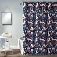 thumbnail image 1 of Lush Decor Pixie Fox Kids Animals and Flower Pattern Print Microfiber Shower Curtain, 72x72, Navy/Pink, Single, 1 of 11