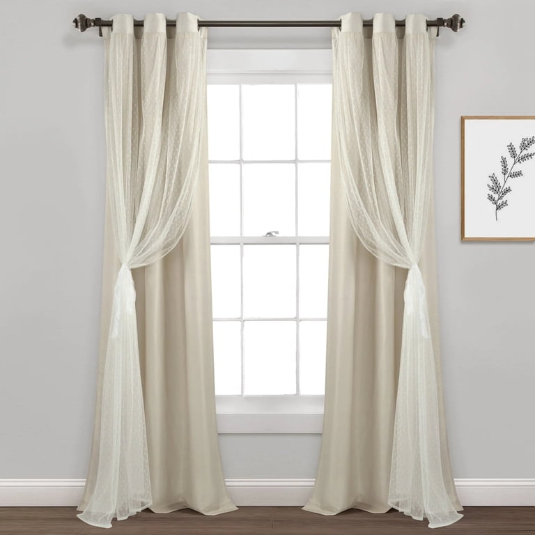 Lush Decor Polka Dot Sheer Window Curtain Panels - Blue - 38 X 84