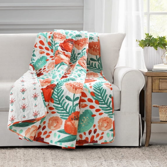 Lush Decor Poppy Garden Floral Cotton Reversible Throw, 60x50, Multi, Single