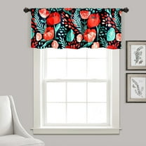 Lush Decor Poppy Garden Room Darkening 18" x 52" Floral Navy 3" Rod Pocket Single Valance