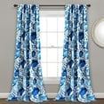 thumbnail image 1 of Lush Decor Poppy Garden Room Darkening 84" x 52" Floral Blue 3" Back Tab Rod Pocket Pair Window Panel, 1 of 11