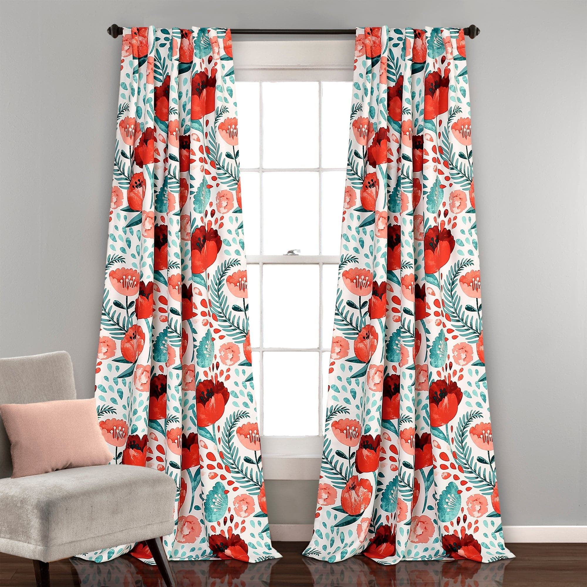 Poppy Garden Multi Floral Blackout Polyester Window Panels
