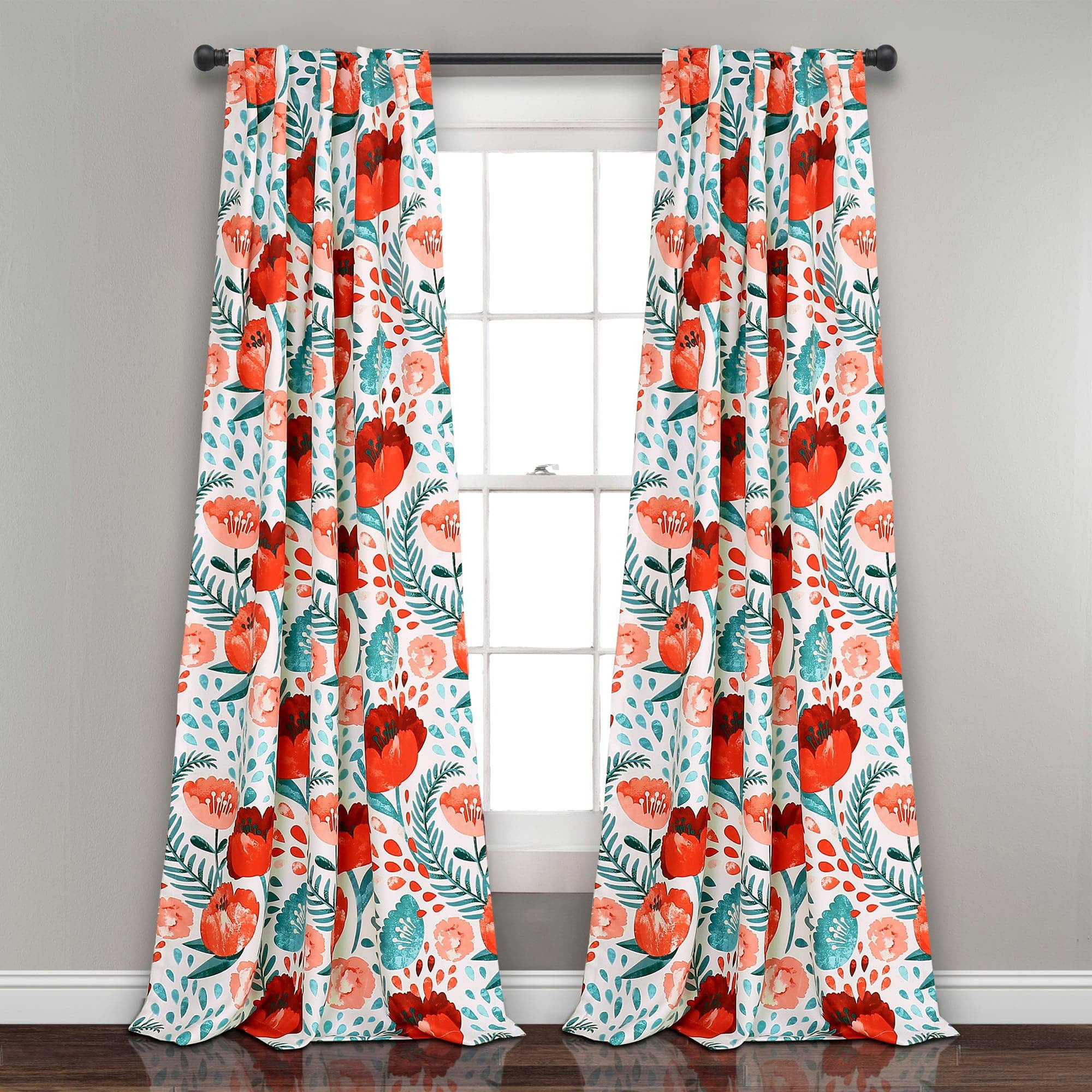 Lush Decor Poppy Garden Überwurf – 127x152 Cm, 100% Baumwolle, Beidseitig Bedruckt, Waschbar