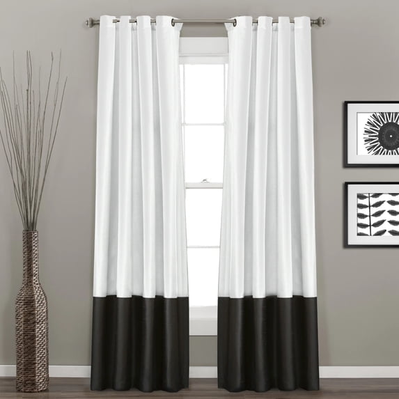 Lush Decor Prima Solid Black Metal Grommets Window Panel, 54" x 84" (2 Panels)