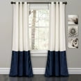 thumbnail image 1 of Lush Decor Prima Velvet Color Block Room Darkening 84" x 38" Solid White Metal Grommets 2-Pc Set Window Panel, 1 of 9