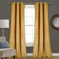 thumbnail image 1 of Lush Decor Prima Velvet Soft Solid Color Room Darkening Metal Grommets Window Curtain Panel For Living Room and Bedroom, Yellow, 84"L x 38"W, Set of 2, 1 of 11