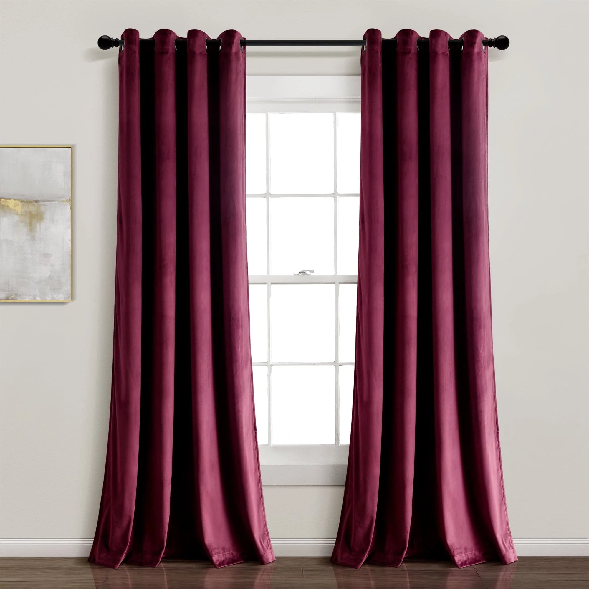 Plum Velvet Blackout Grommet Window Curtain Panel