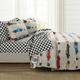 thumbnail image 1 of Lush Decor Printed Race Cars Soft Reversible Oversized Quilt Blue/Orange 5Pc Set Twin, 1 of 9