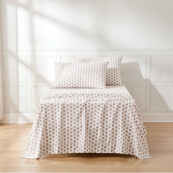 Lush Decor Prisha Floral Sheet Set 4 Piece Set Twin Xl Peach - Soft Floral Bed Sheets - Teen Twin Xl Sheets - Pink Flower Print - Cottage Dorm Decor