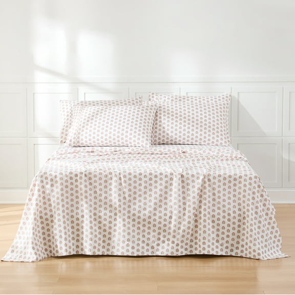 Lush Decor Prisha Floral Sheet Set 6 Piece Set Full Peach - Floral Bed Sheets - Kids Full Sheets - Pink Flower Print - Soft Sheet Set - Cottage Decor