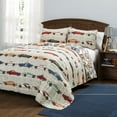 thumbnail image 1 of Lush Decor Race Cars Kids Polyester Reversible Quilt, Full/Queen, Blue/Orange, 3-Pc Set, 1 of 11