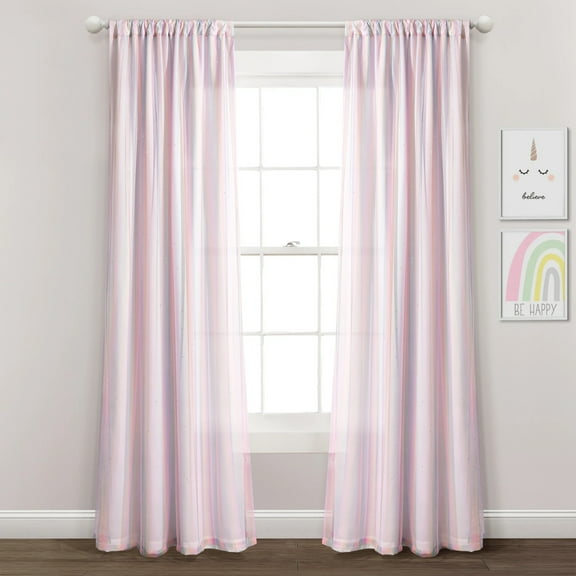 Lush Decor Rainbow Sheer Window Curtain Panel - Rainbow/White Single - 63 x 38