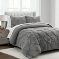 thumbnail image 1 of Lush Decor Ravello Pintuck BIAB Soft Reversible Printed Comforter With Sheet Set Gray 7Pc Set King, 1 of 11