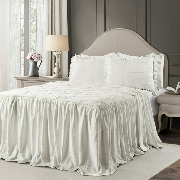 Lush Decor Ravello Pintuck Bedspread, King, White, 3-Pc Set
