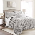 thumbnail image 1 of Lush Decor Ravello Pintuck Caroline Geo Textured Ruffle Detail Comforter 7-Piece Light Gray Full/Queen, 1 of 11