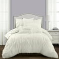 thumbnail image 1 of Lush Decor Ravello Pintuck Caroline Geo Textured Ruffle Detail Comforter, Twin-XL, White, 5-Pc Set, 1 of 11