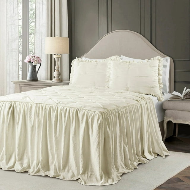 Lush Décor 7pc King Ravello Pintuck Biab Soft Reversible Printed Comforter With Sheet Set Wheat Lush D 233 Cor